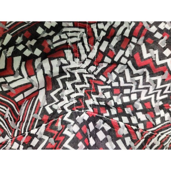 Ruby Rd Women's Button Front Sheer Blouse Red Black White Mock Neck  Size 6P - Picture 9 of 9